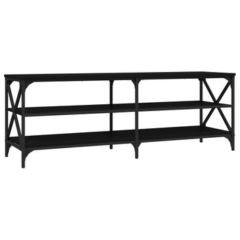 Mueble De Tv Madera Contrachapada Negro 140x40x50 Cm