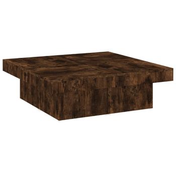 Mesa De Centro Madera Contrachapada Roble Ahumado 90x90x28 Cm