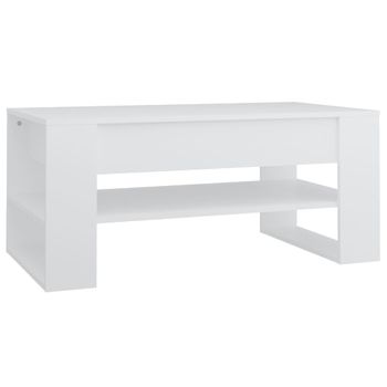 Mesa De Centro Madera Contrachapada Blanco 102x55x42 Cm