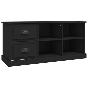 Mueble De Tv Madera Contrachapada Negro 102x35,5x47,5 Cm