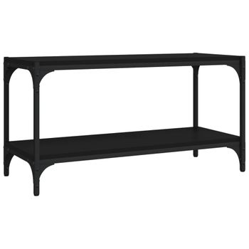 Mueble Para Tv Madera Contrachapada Y Acero Negro 80x33x41 Cm