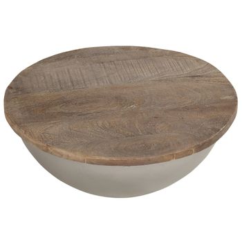 Mesa De Centro Con Forma De Cuenco Madera Maciza Mango Ø60 Cm