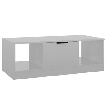 Mesa De Centro Madera De Ingeniería Blanco Brillo 102x50x36 Cm