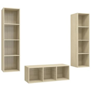 Juego De Muebles De Salón 3 Piezas Madera Ingeniería Roble Sonoma