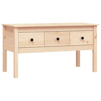 Mesa De Centro De Madera Maciza De Pino 102x49x55 Cm