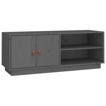 Mueble De Tv De Madera Maciza De Pino Gris 105x34x40 Cm