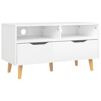 Mueble De Tv De Aglomerado Blanco Brillante 90x40x48,5 Cm