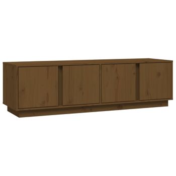 Mueble De Tv Madera Maciza De Pino Marrón Miel 140x40x40 Cm