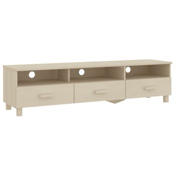 Mueble Tv Hamar Madera De Pino Maciza Marrón Miel 158x40x40 Cm