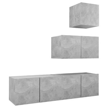 Set De Muebles De Salón 4 Piezas Madera Ingeniería Gris Hormigón