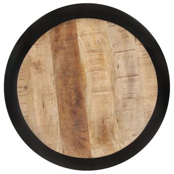 Mesa De Centro De Madera De Mango Maciza Negra 68x68x30 Cm