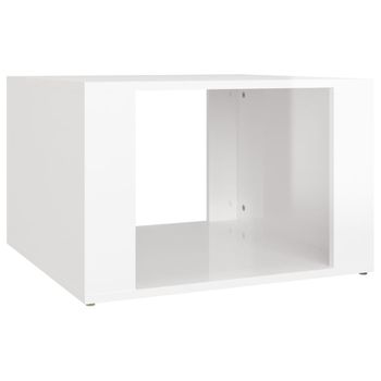 Mesita De Noche Madera Contrachapada Blanco Brillo 57x55x36 Cm