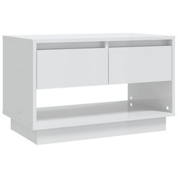 Mueble Para Tv Madera Contrachapada Blanco Brillo 70x41x44 Cm