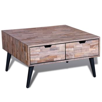 Mesa De Centro Con 4 Cajones De Madera De Teca Reciclada