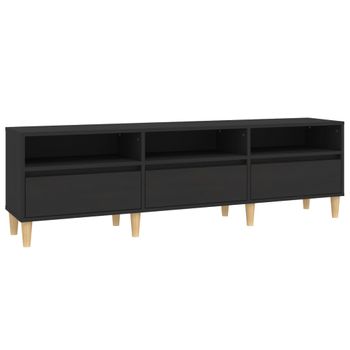 Mueble De Tv Madera Contrachapada Negro 150x30x44,5 Cm