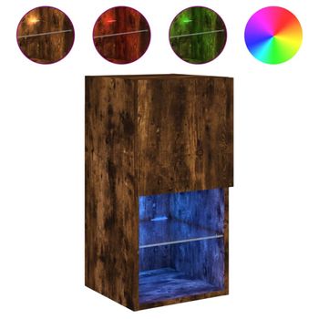 Mueble Para Tv Con Luces Led Roble Ahumado 30,5x30x60 Cm