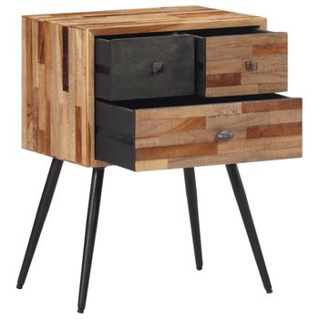 Mesita De Noche Madera Maciza De Teca 47x31,5x60 Cm