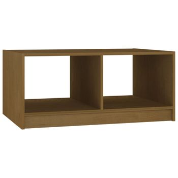 Mesa De Centro Madera Maciza Pino Marrón Miel 75x50x33,5 Cm