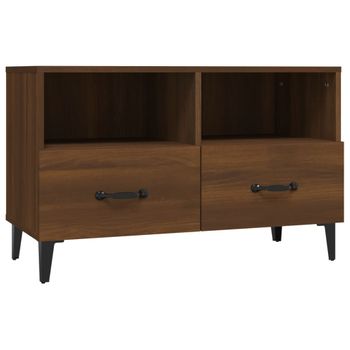 Mueble Para Tv Madera Contrachapada Roble Marrón 80x36x50 Cm