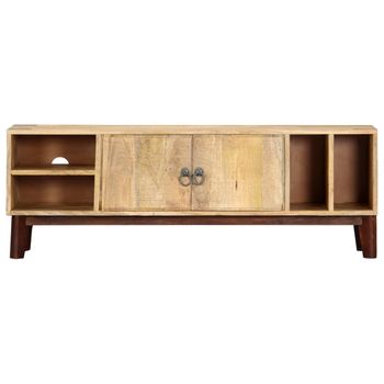 Mueble Para Tv De Madera Maciza De Mango Rugosa 130x30x46 Cm