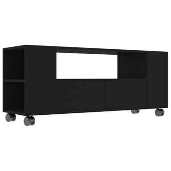 Mueble Para Tv Madera Contrachapada Negra 120x35x48 Cm