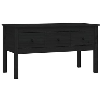 Mesa De Centro De Madera Maciza De Pino Negra 102x49x55 Cm