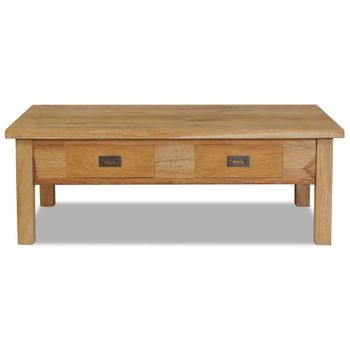 Mesa De Centro Madera De Teca Maciza 100x60x35 Cm