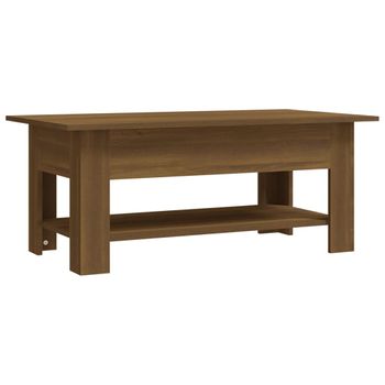 Mesa De Centro Madera De Ingeniería Marrón Roble 102x55x42 Cm