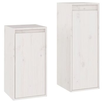 Muebles Para Tv 2 Piezas Madera Maciza De Pino Blanco