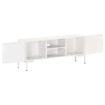 Mueble Para Tv De Madera Maciza De Mango Blanco 115x30x46 Cm