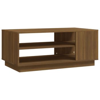 Mesa De Centro Madera De Ingeniería Marrón Roble 102x55x43 Cm