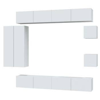 Set De Muebles Para Tv 8 Piezas Madera Contrachapada Blanco