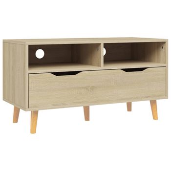 Mueble De Tv Aglomerado Color Roble Sonoma 90x40x48,5 Cm