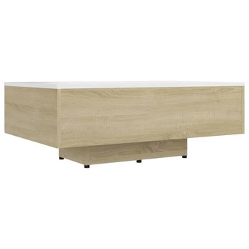 Mesa De Centro Madera Contrachapada Blanco Y Roble 85x55x31 Cm