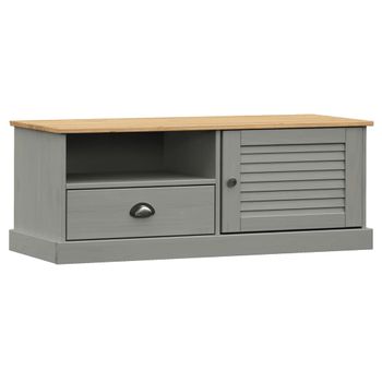 Mueble Para Tv Vigo Madera Maciza De Pino Gris 106x40x40 Cm