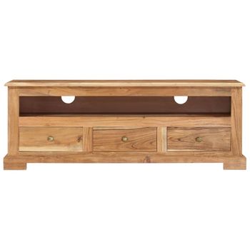 Mueble De Tv Madera Maciza De Acacia Marrón 110x30x40 Cm