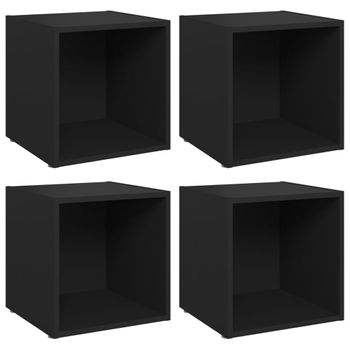 Muebles Para Tv 4 Unidades Madera Contrachapada Negro 37x35x37 Cm