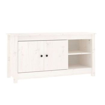 Mueble Para Tv De Madera Maciza De Pino Blanco 103x36,5x52 Cm