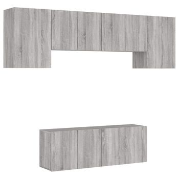 Muebles De Tv De Pared 6 Piezas Madera De Ingeniería Gris Sonoma