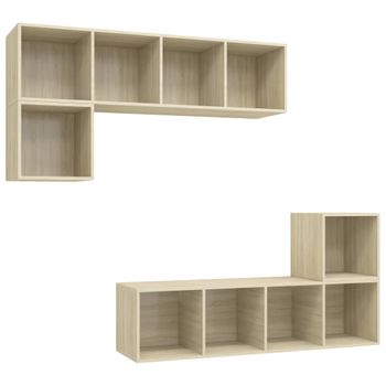 Juego De Muebles De Salón 4 Piezas Madera Ingeniería Roble Sonoma