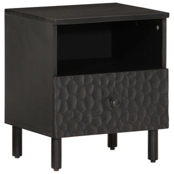 Mesitas De Noche 2 Unidades Madera Maciza De Mango Negro 40x33x46 Cm