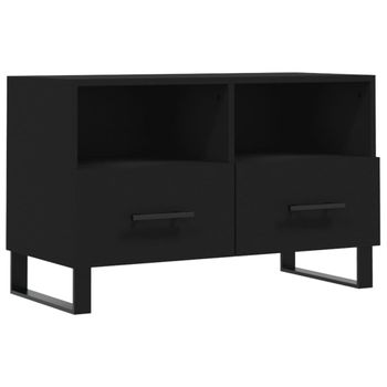 Mueble Para Tv Madera Contrachapada Negro 80x36x50 Cm