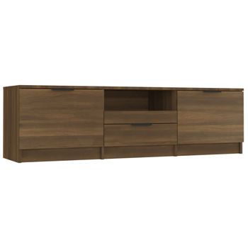 Mueble Para Tv Madera Contrachapada Roble Marrón 140x35x40 Cm