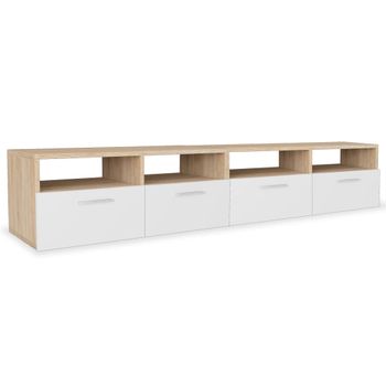 Mueble De Salón Para La Tv Aglomerado 2 Piezas Roble Y Blanco