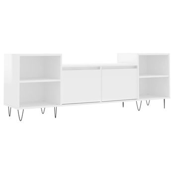 Mueble Para Tv Madera Contrachapada Blanco Brillo 160x35x55 Cm