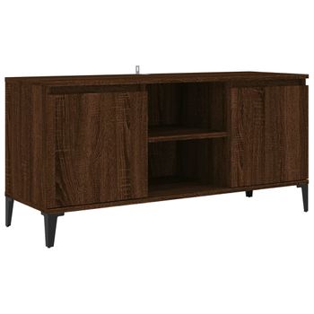 Mueble De Tv Con Patas De Metal Roble Marrón 103,5x35x50 Cm