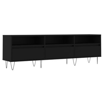 Mueble De Tv Madera Contrachapada Negro 150x30x44,5 Cm