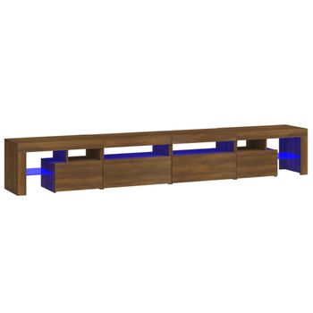 Mueble De Tv Con Luces Led Marrón Roble 260x36,5x40 Cm