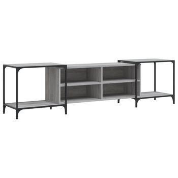 Mueble De Tv Madera De Ingeniería Gris Sonoma 203x37x50 Cm