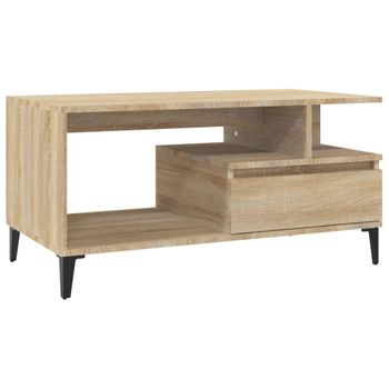 Mesa De Centro Madera Contrachapada Roble Sonoma 90x49x45 Cm